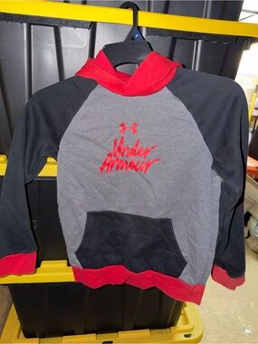 Under Armour Red and Gray Youth Pullover Hoodie